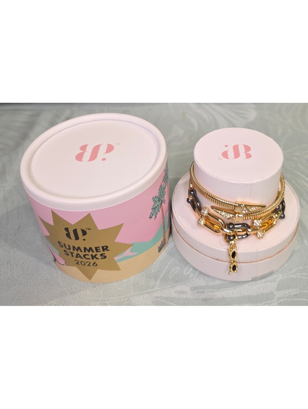 Blinded By Sparkle Summer Stacks 2026 Gold & Matte Black Plating Bracelet Set